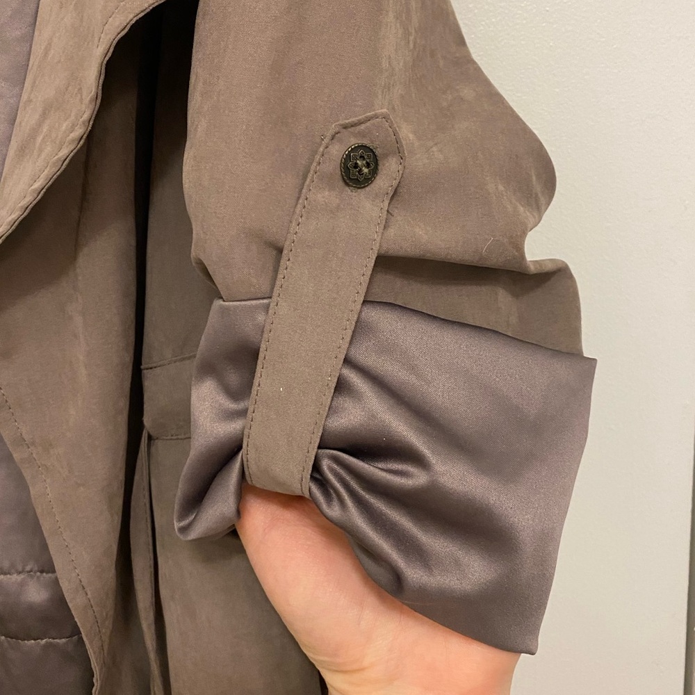 Lovposh Faux Suede Grey Tie Jacket - Picture 3 of 5